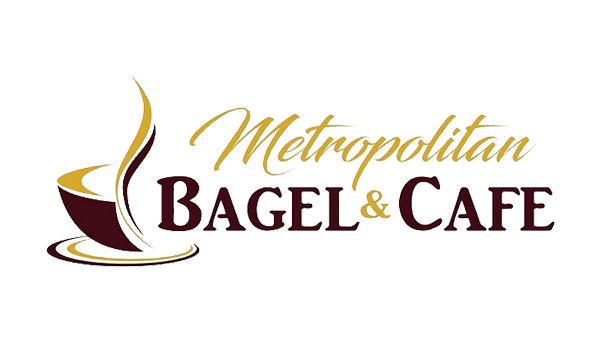 Metropolitan Bagel and cafe Logo and illustration on a white background